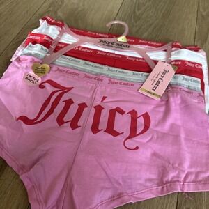 Juicy Couture Intimates for Women's Cotton & Spandex Sexy Boy Shorts 5-Pack Larg